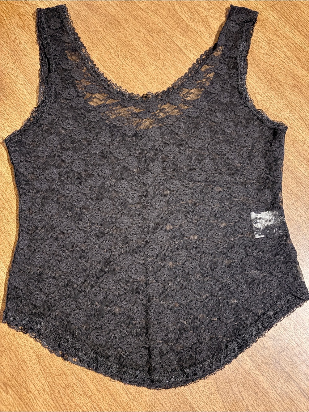 Brandy Melville Black Lace Tank John Galt Sheer Floral Lace Scoop Neck OS